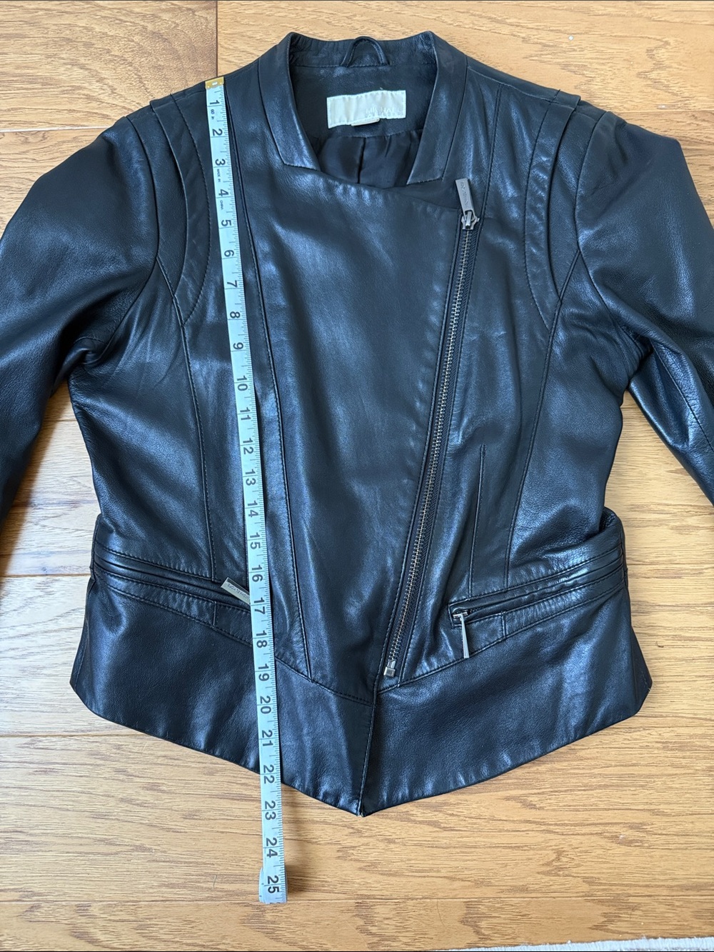Michael Kors Black Leather Jacket, Medium - Picture 10 of 13
